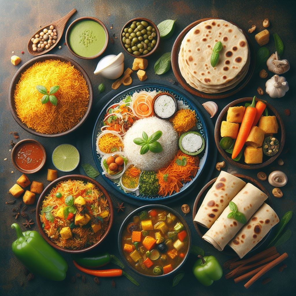 Vegetarians Favorites, veg biryani, paneer roll, pratha, laccha pratha,